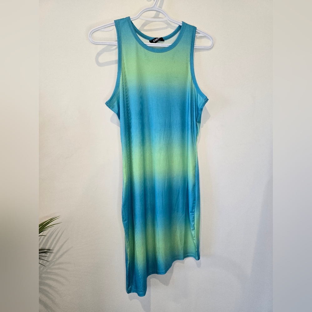 Chic Me ombre asymmetrical mini dress size L